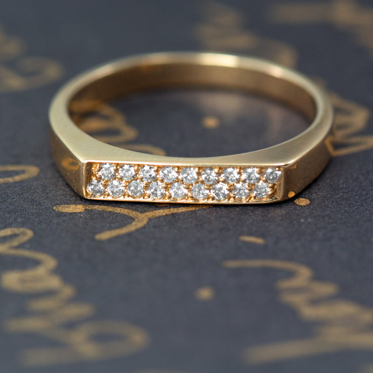2 rows of diamonds gold ring