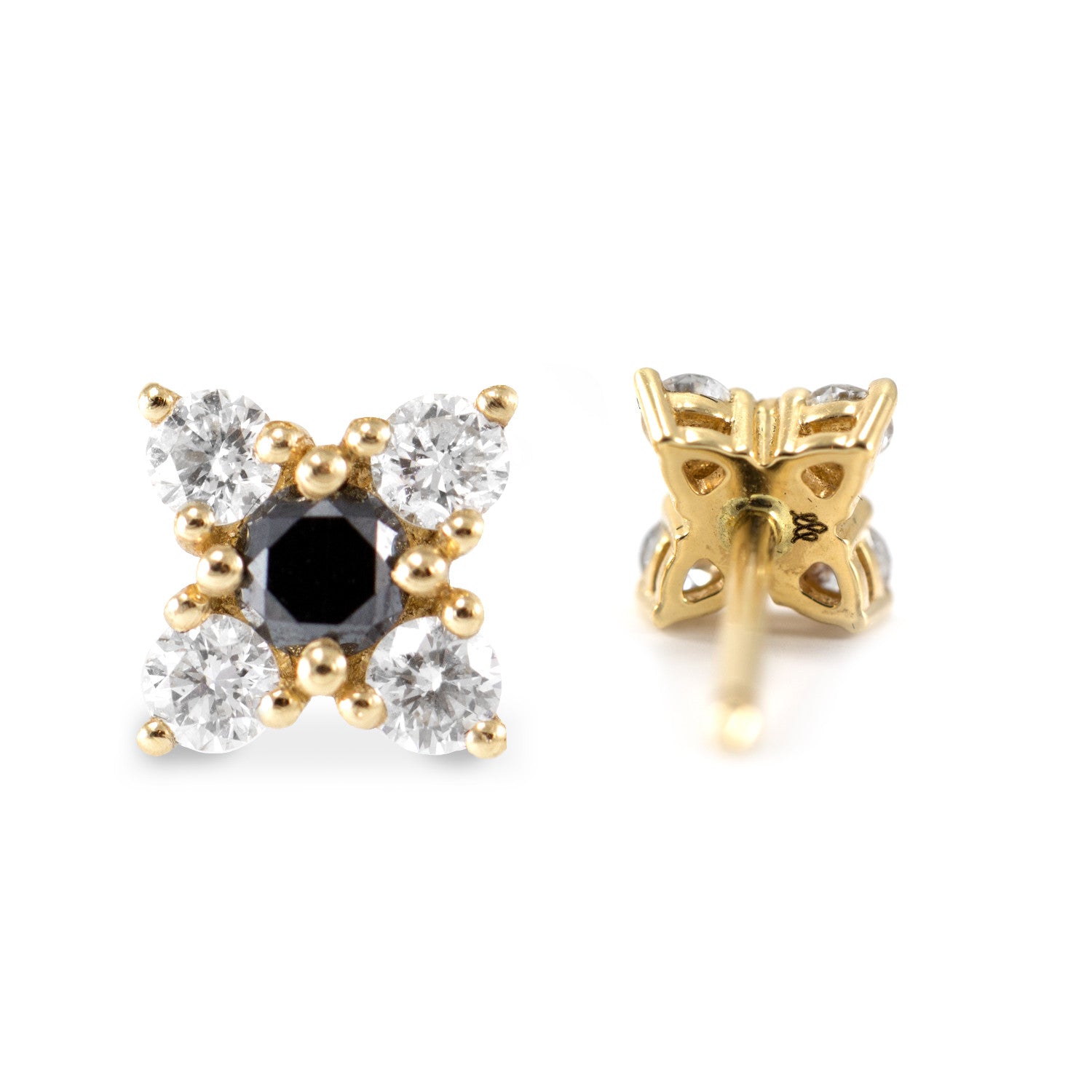 black and white diamonds on gold earrings