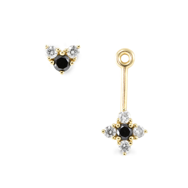 seven black and white diamonds hanging earrings