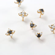 flower earrings black and white diamonds