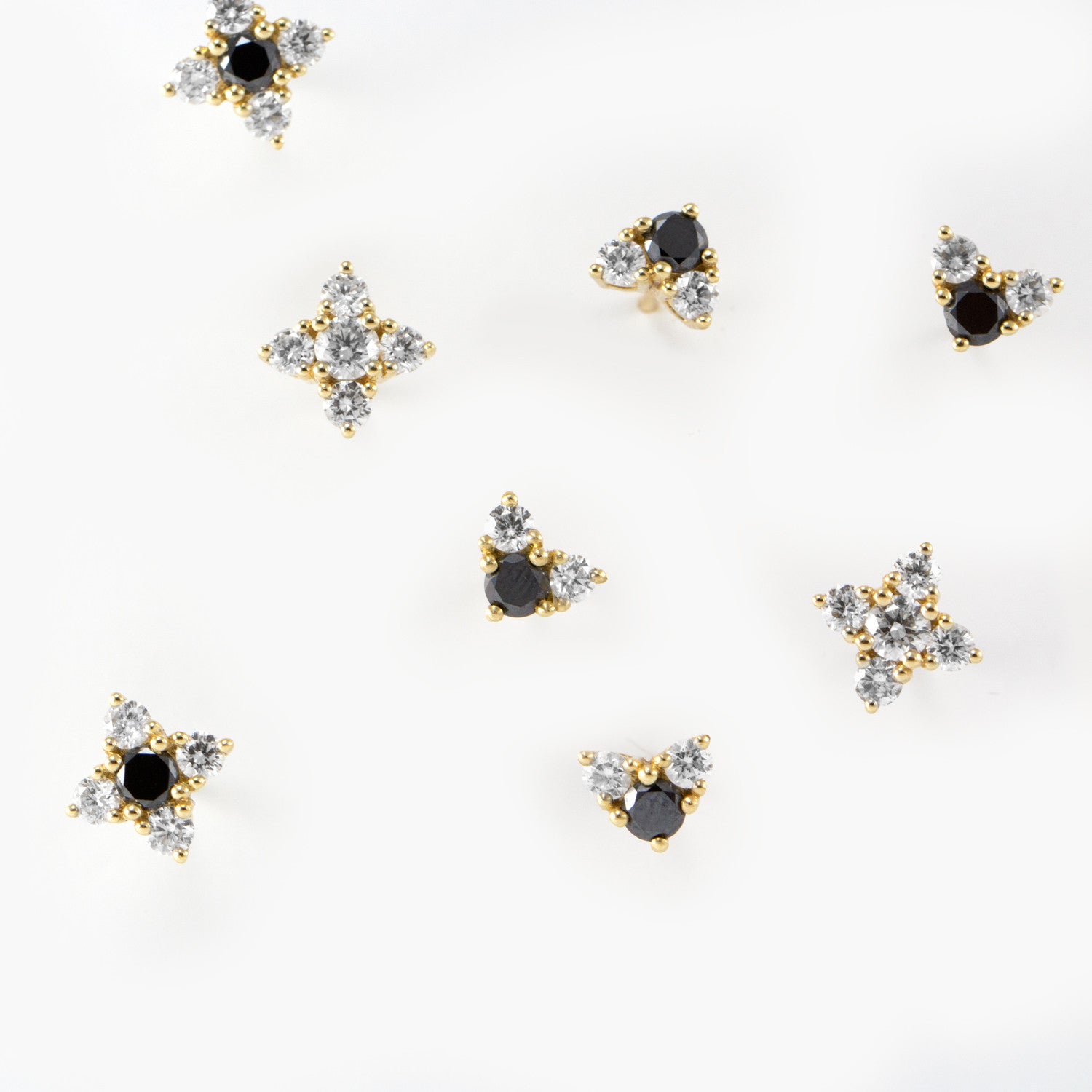 Tatiana Gold Earring Black Diamonds