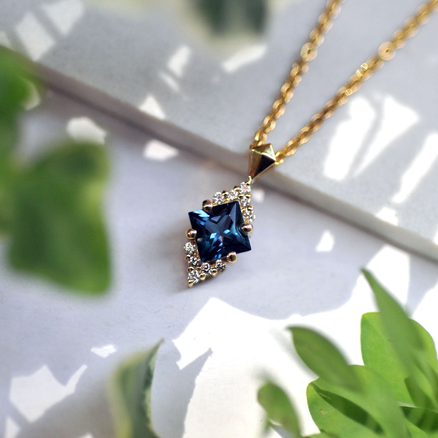 Juliette Necklace With Diamonds and Blue Topaz