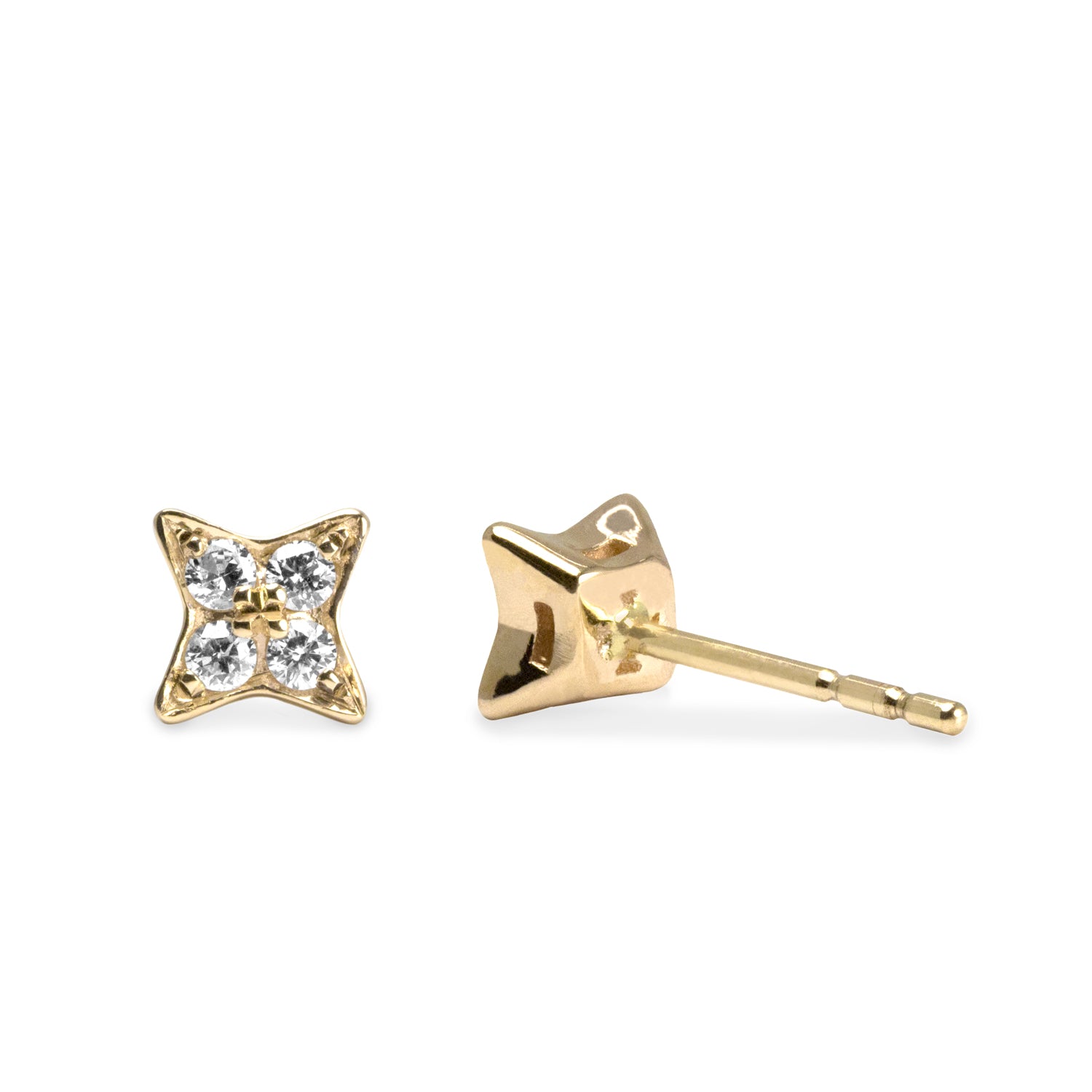 yellow gold star shaped stud earrings with diamonds