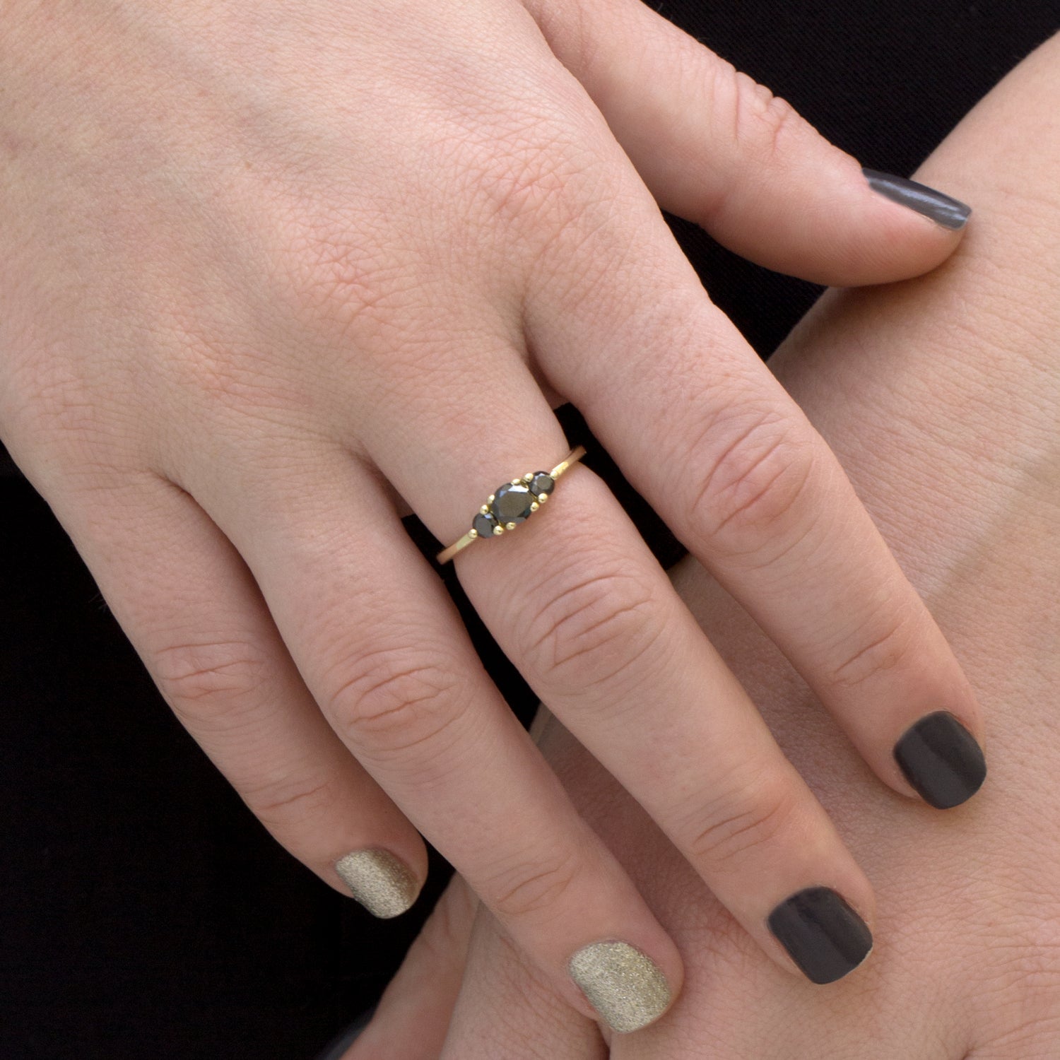 Audrey Gold Ring 4.5mm Black Diamond