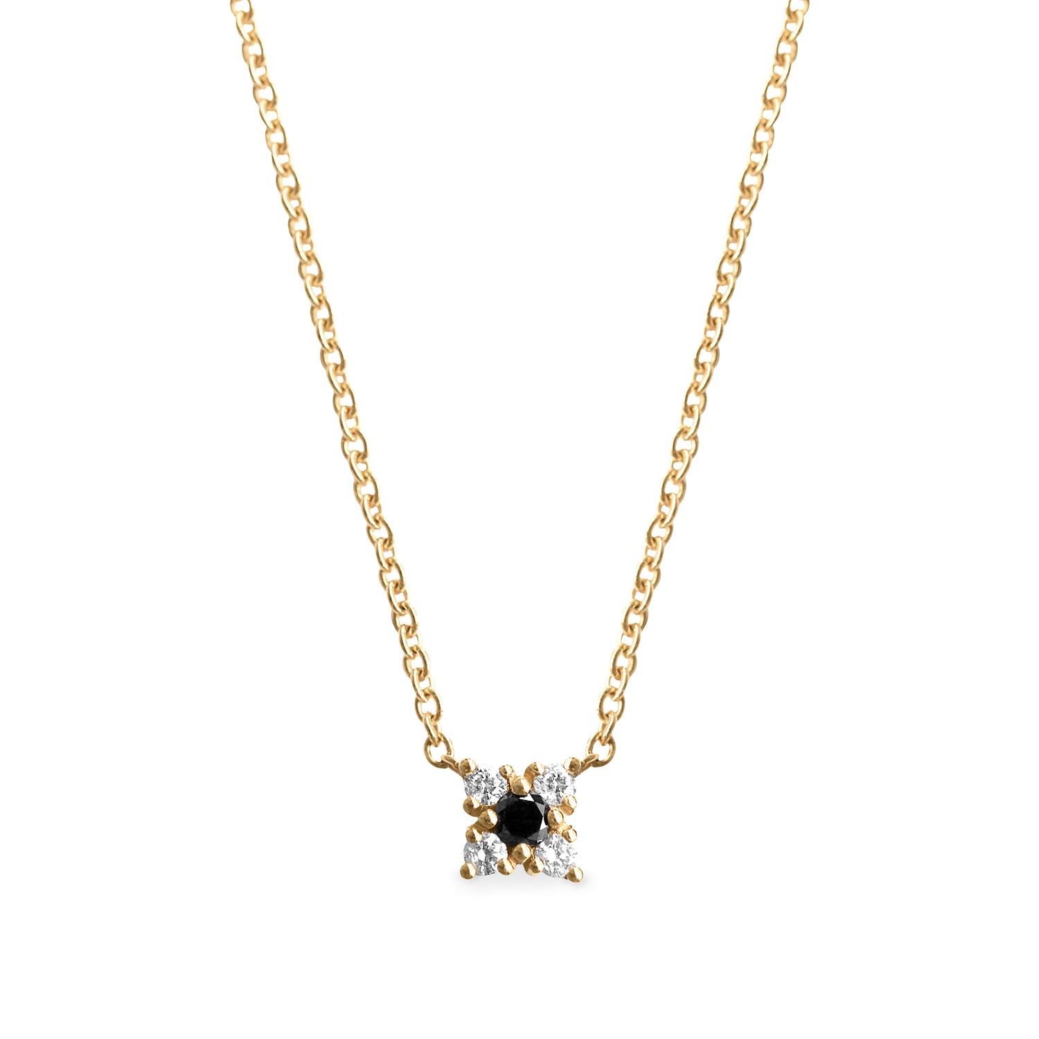 mini flower pendant with black and white diamonds