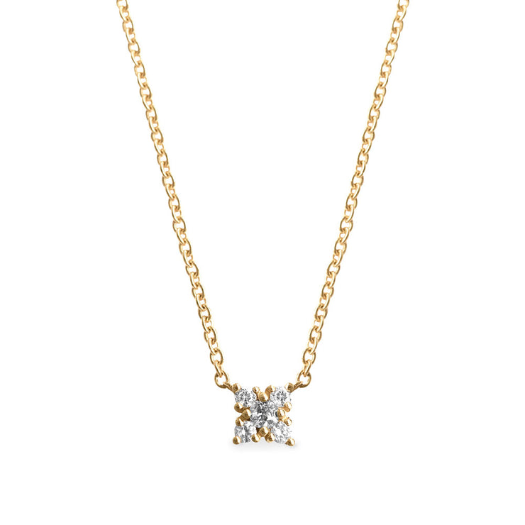 mini flower of diamonds gold necklace