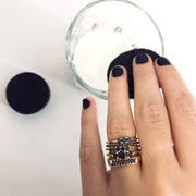 Audrey Gold Ring 3 mm Black Diamonds