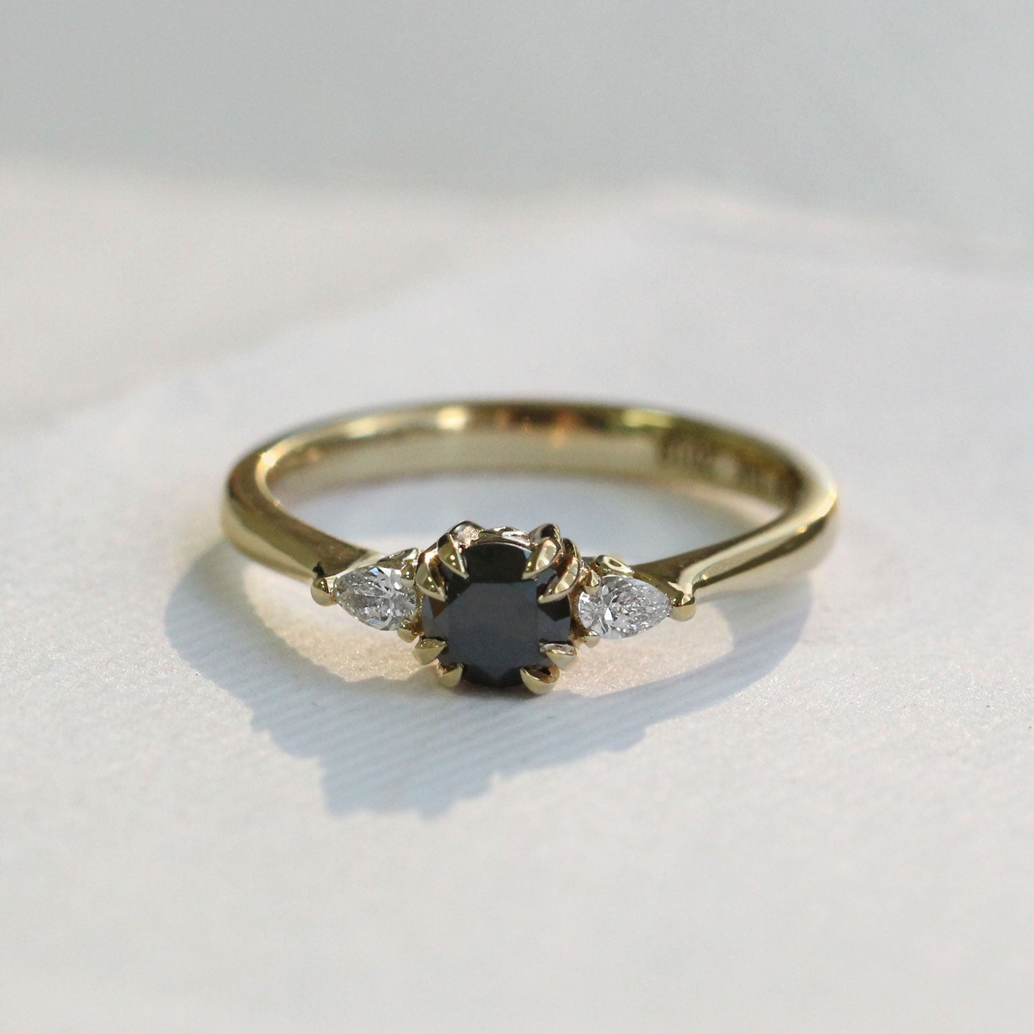 black and white diamonds engagement ring