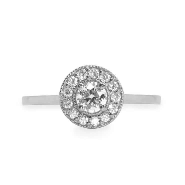 round engagement ring with diamonds