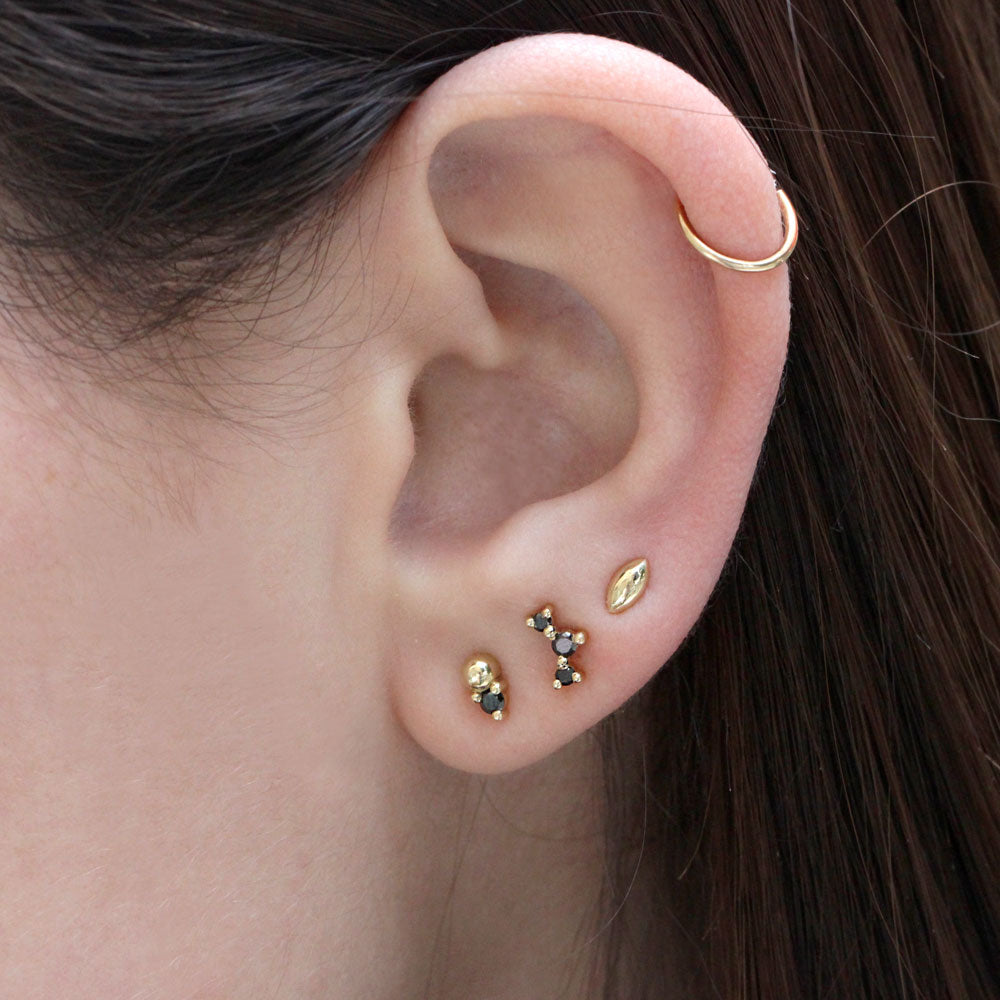 three black diamond earring