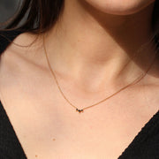 3 black diamond necklace on a model