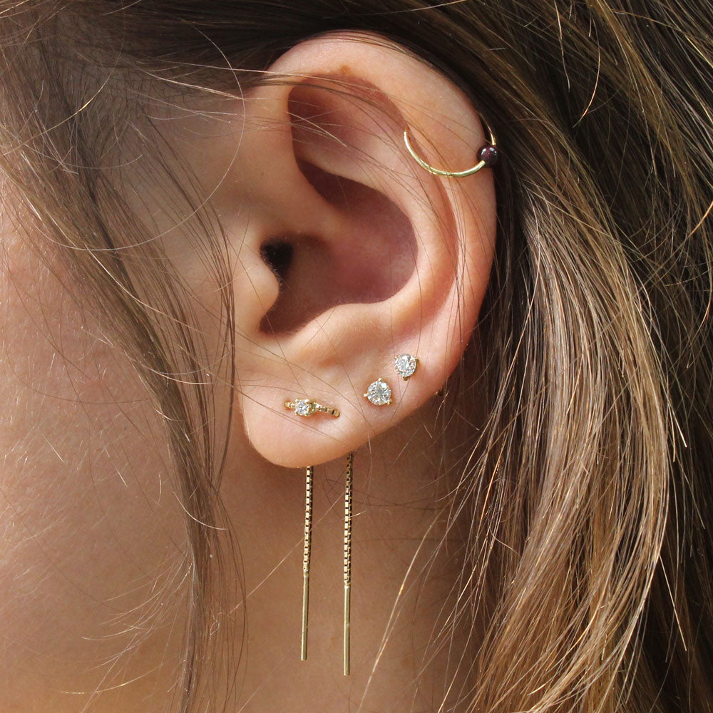 double piercing gold earring