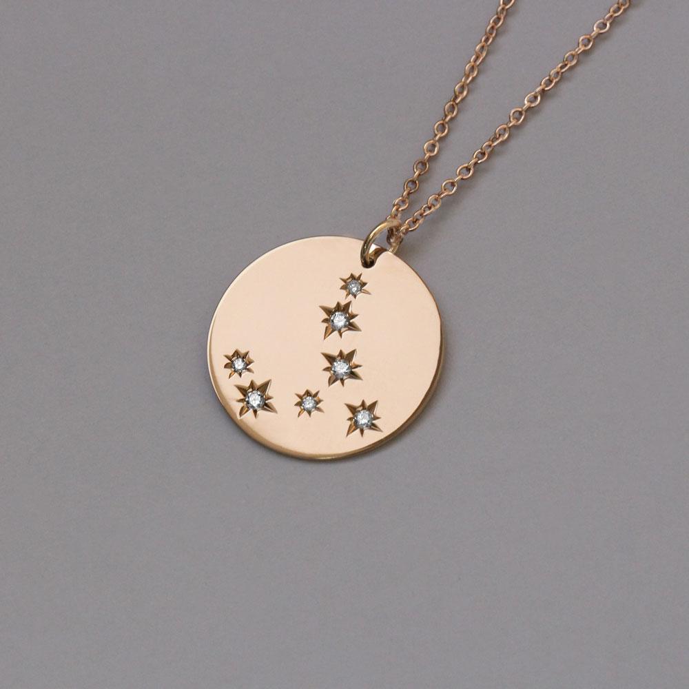 Chiara Gold Necklace - zodiac chart & diamond setting