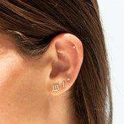 tiny bar earrings with white diamonds