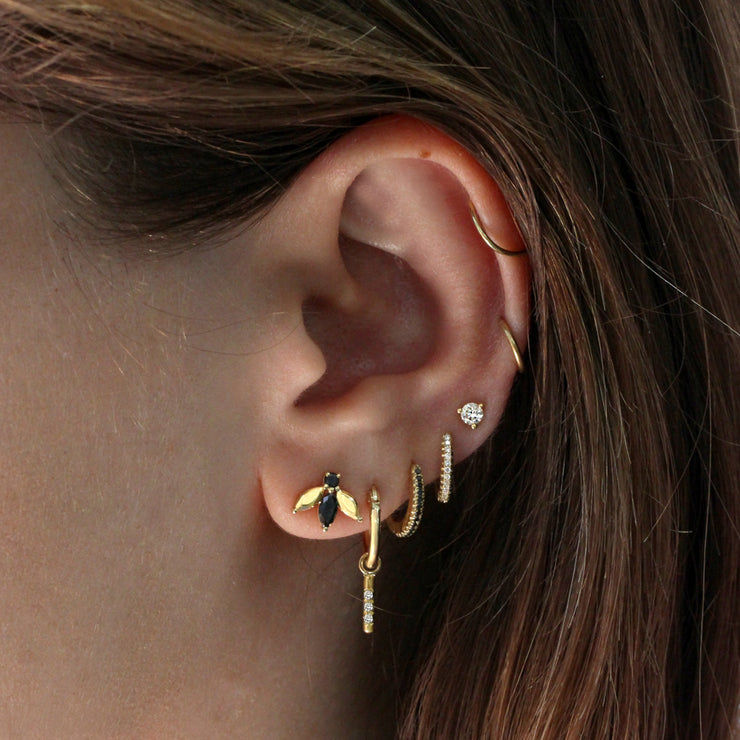 Hoop + Valerie Gold Earring with White Diamonds
