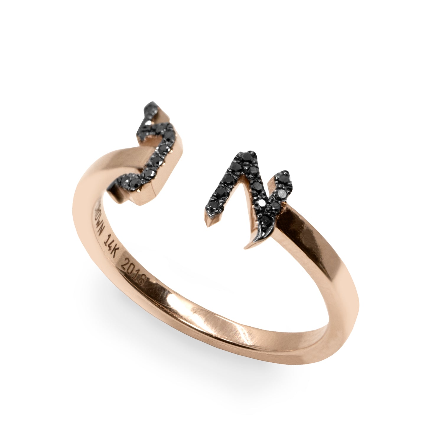 open encrusted ring hebrew letters