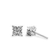 stud earrings white gold five diamonds