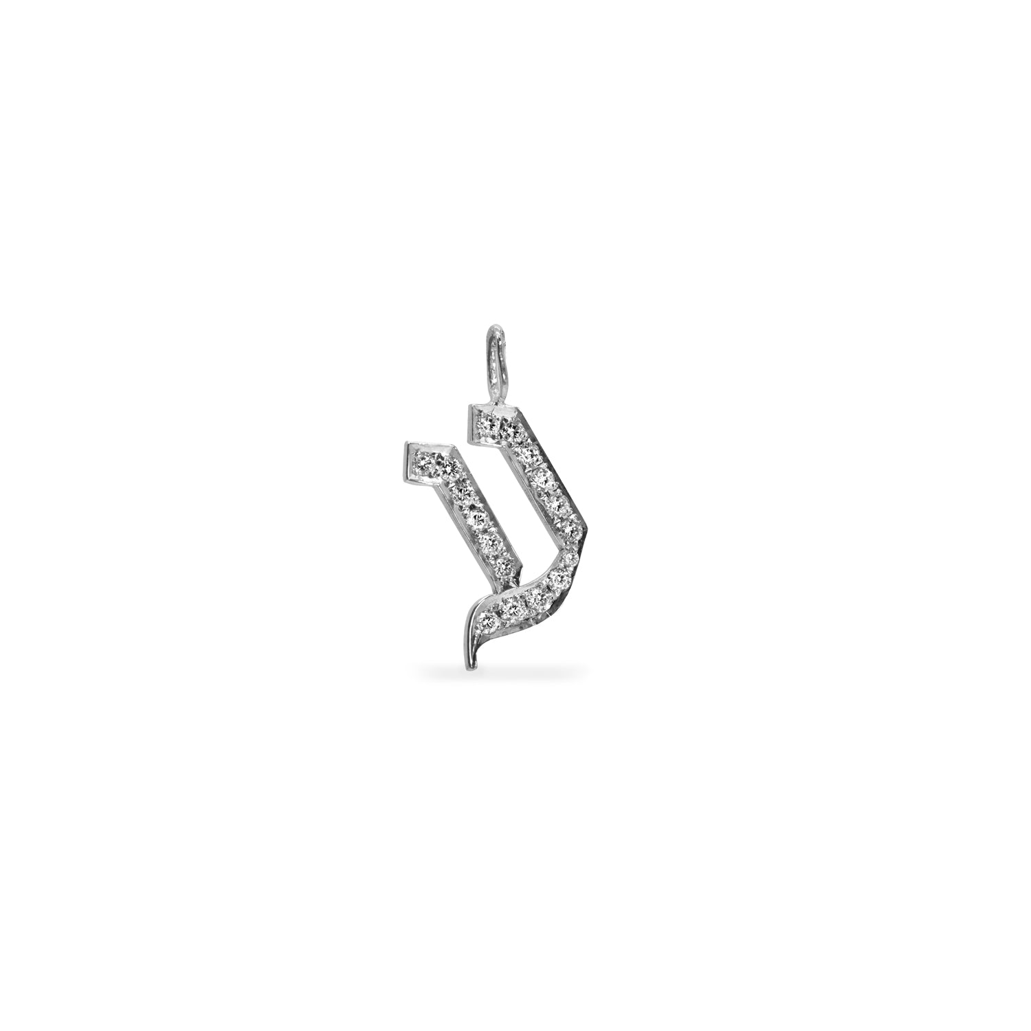 hebrew letter white gold with diamonds