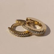 Khloé Small Hoop Gold Earring with White Diamonds