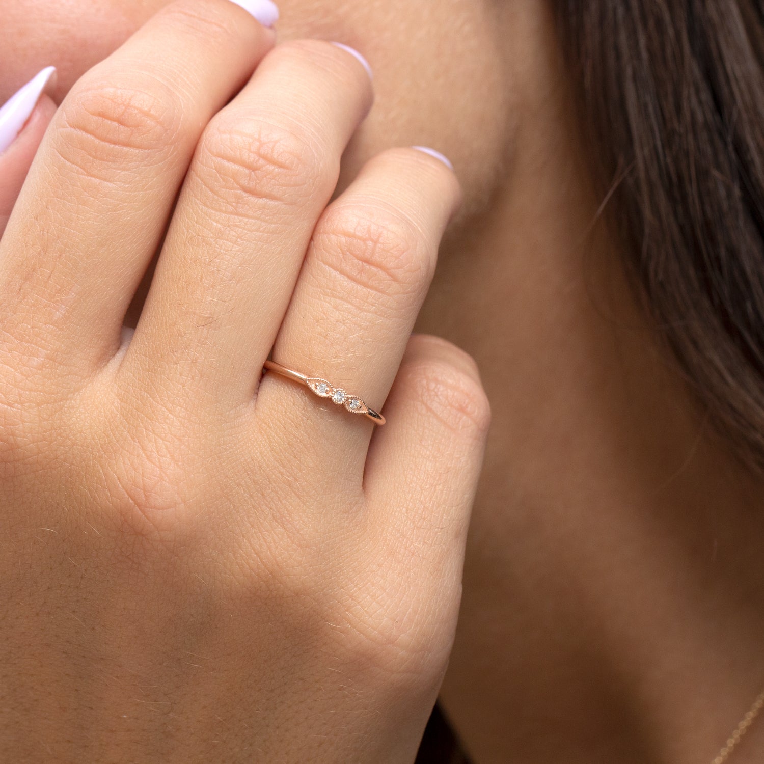 Mini Heleni gold ring white diamond