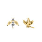 lady bug gold earrings white diamond
