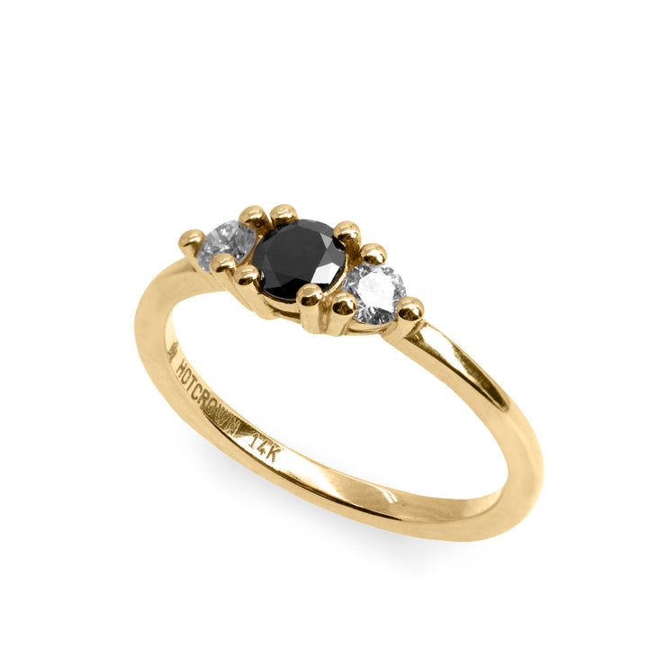 triple stone gold engagement ring