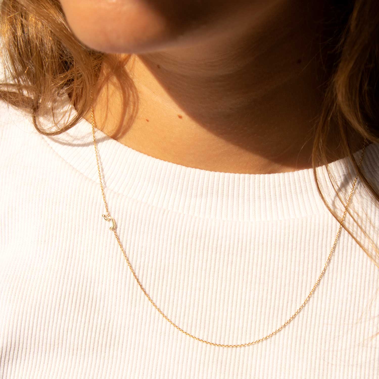 mini hebrew letter gold necklace