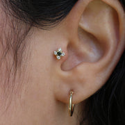 Mini Eliana Piercing Earring With Black and White Diamonds