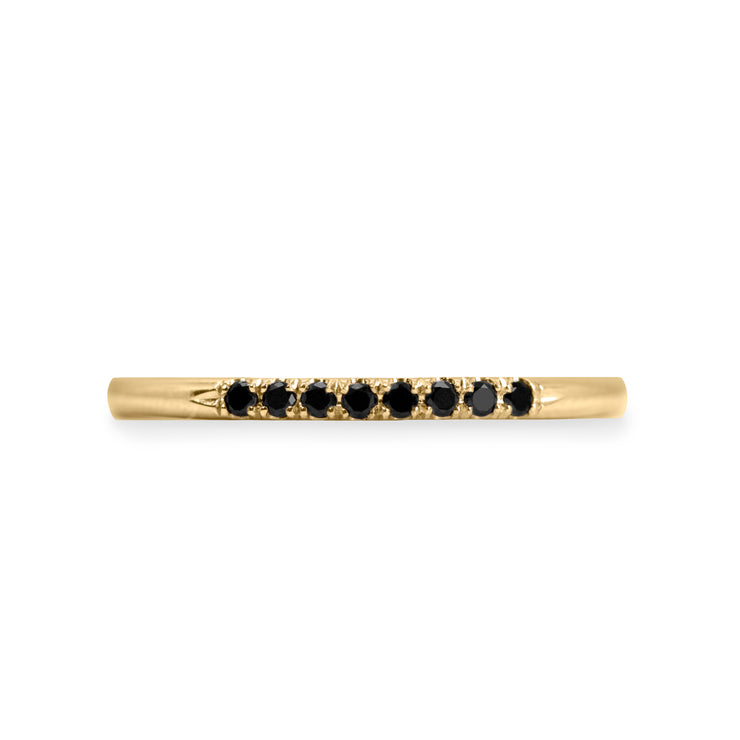 thin gold ring with black diamonds