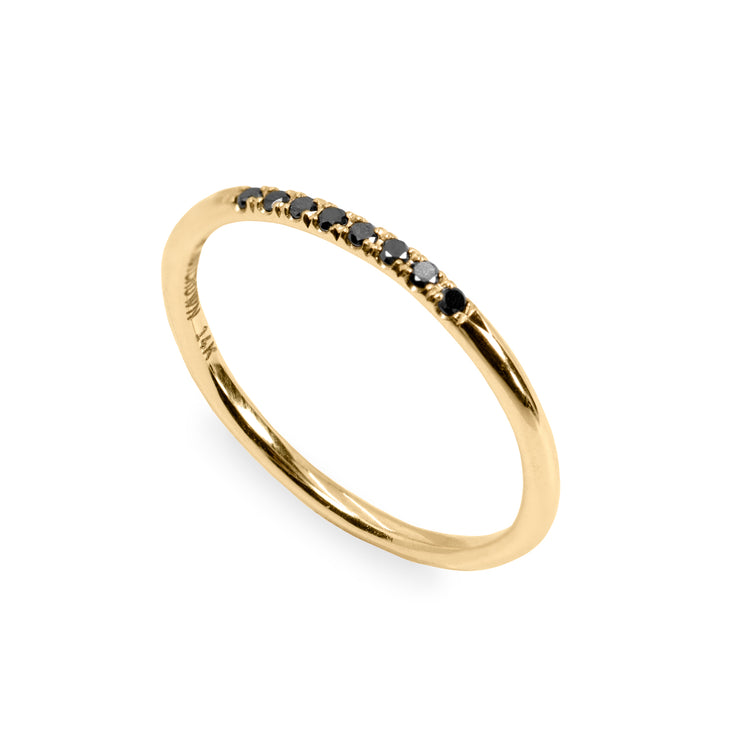 gentle thin ring with black diamonds