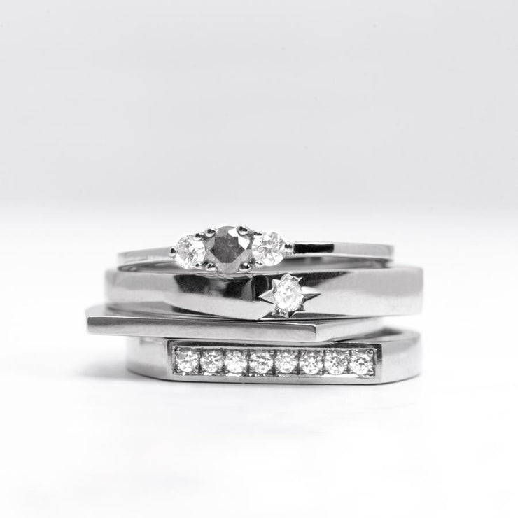 Audrey Ring White & Grey 3 mm Diamond