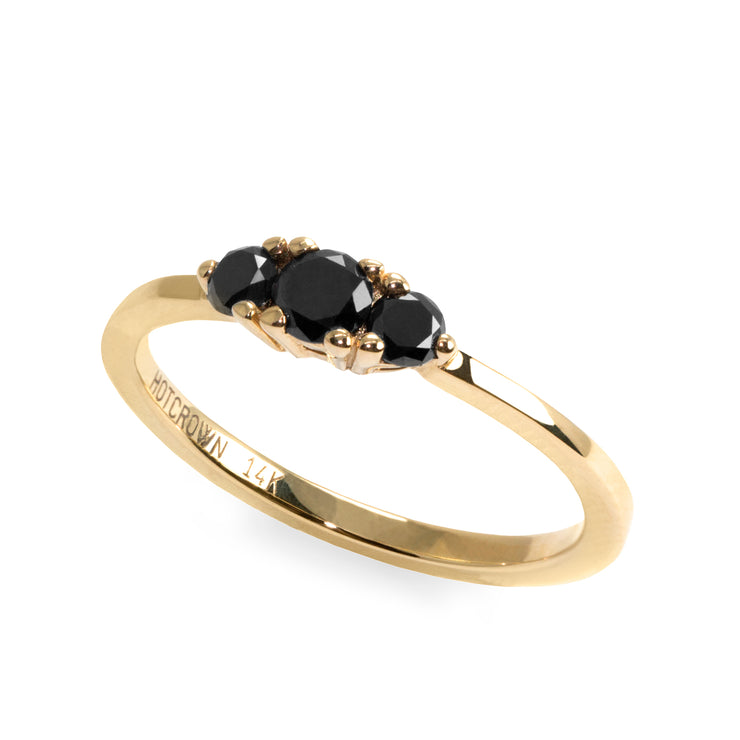 Audrey Gold Ring 3.5 mm Black Diamonds