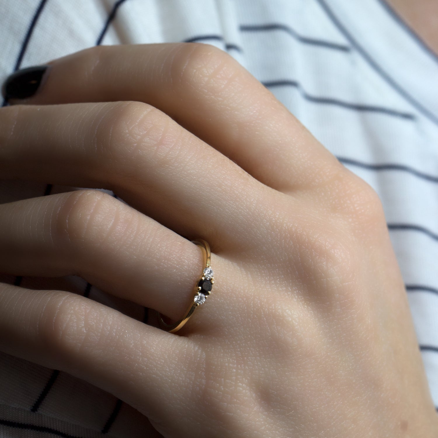 black and white round diamonds engagement ring
