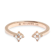open rose gold ring white diamonds