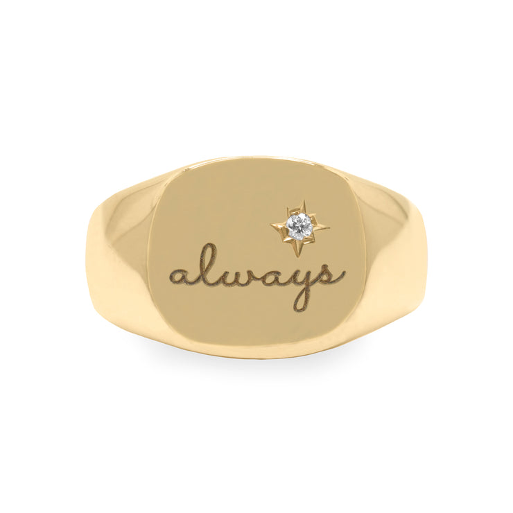 Maria Gold Ring White Diamond + Engraving