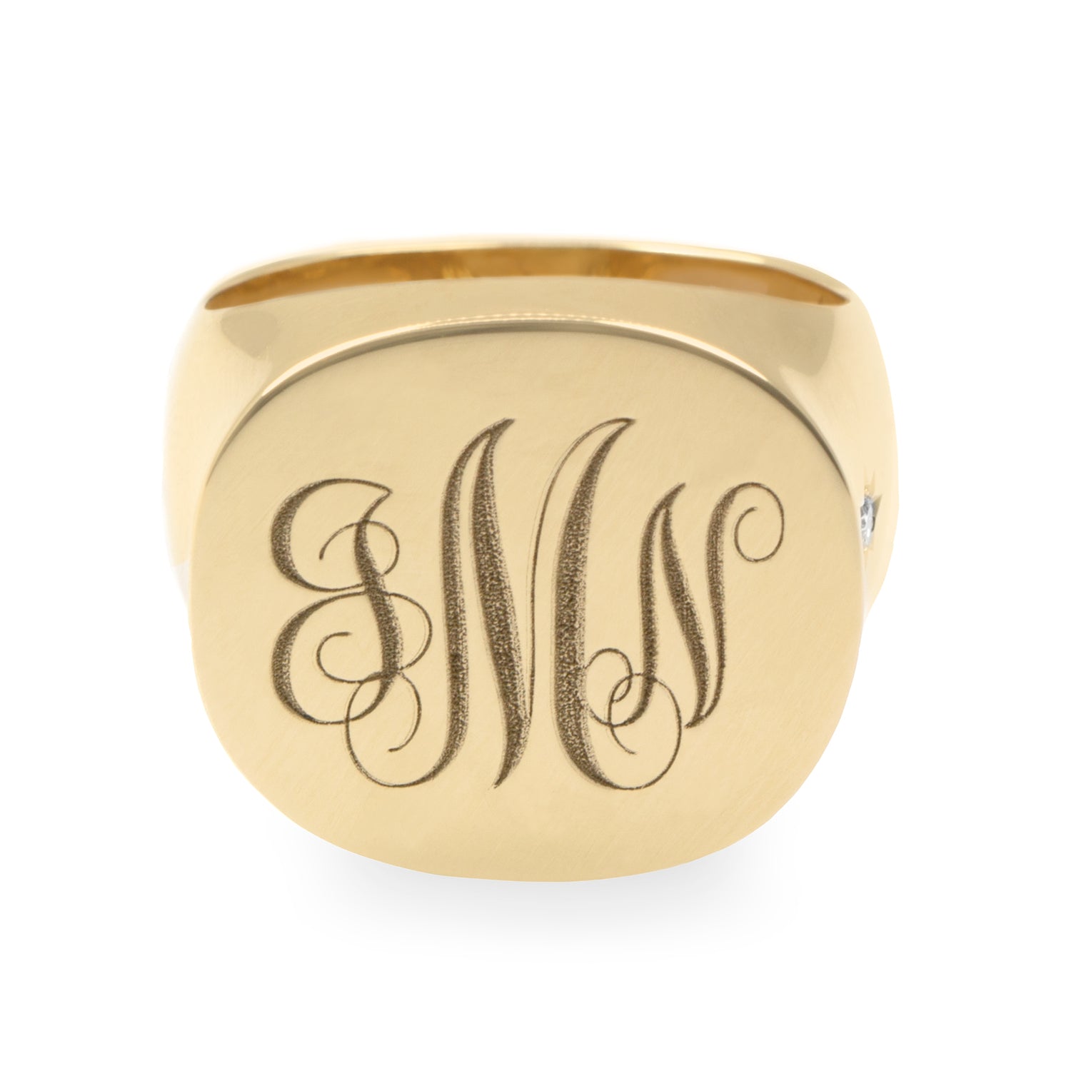 Mila Gold Ring Star Side Setting and Engraving