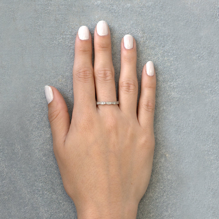 white gold wavy eternity ring