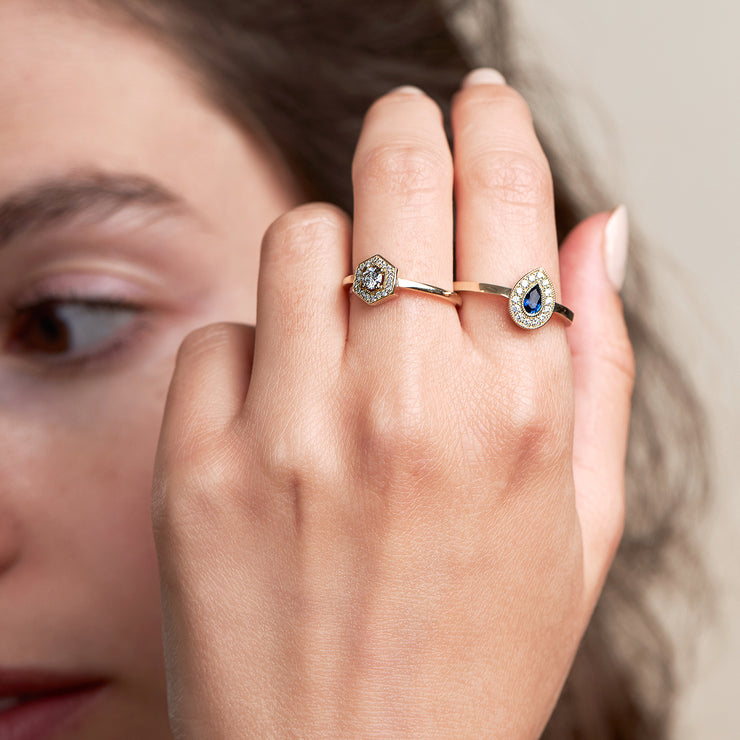 Luna Gold Ring Sapphire & Diamonds