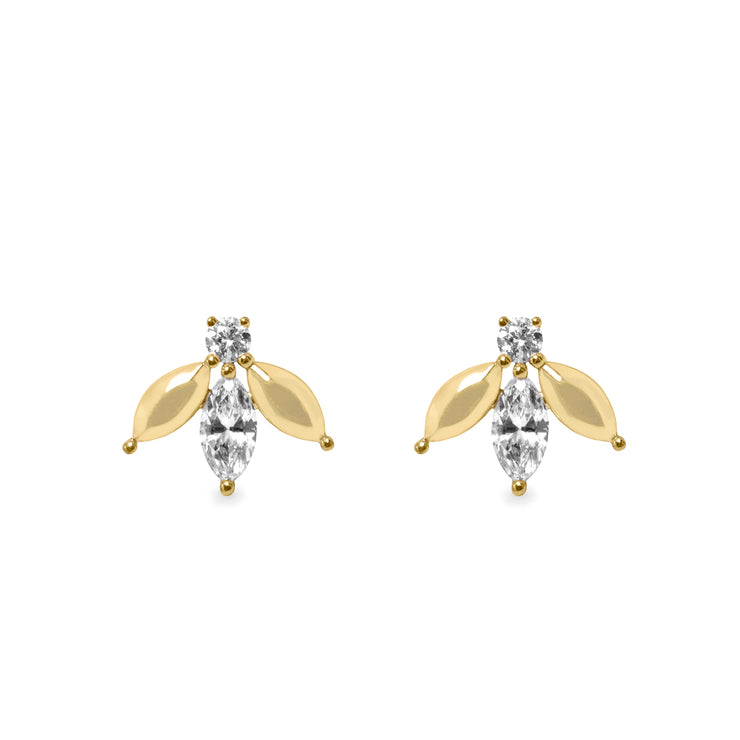 bee shape earrings marquise diamonds