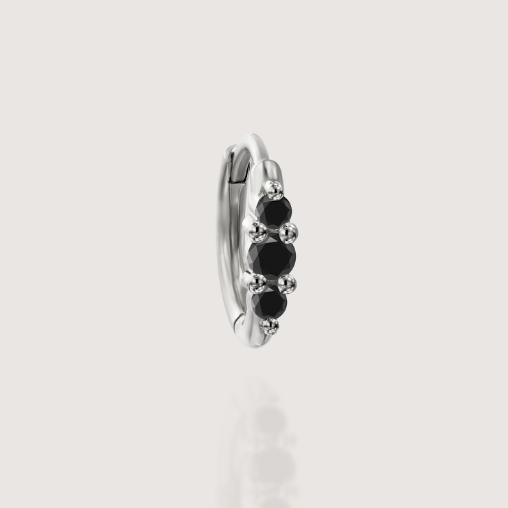Audrey Mini Hoop Earring with Black Diamonds