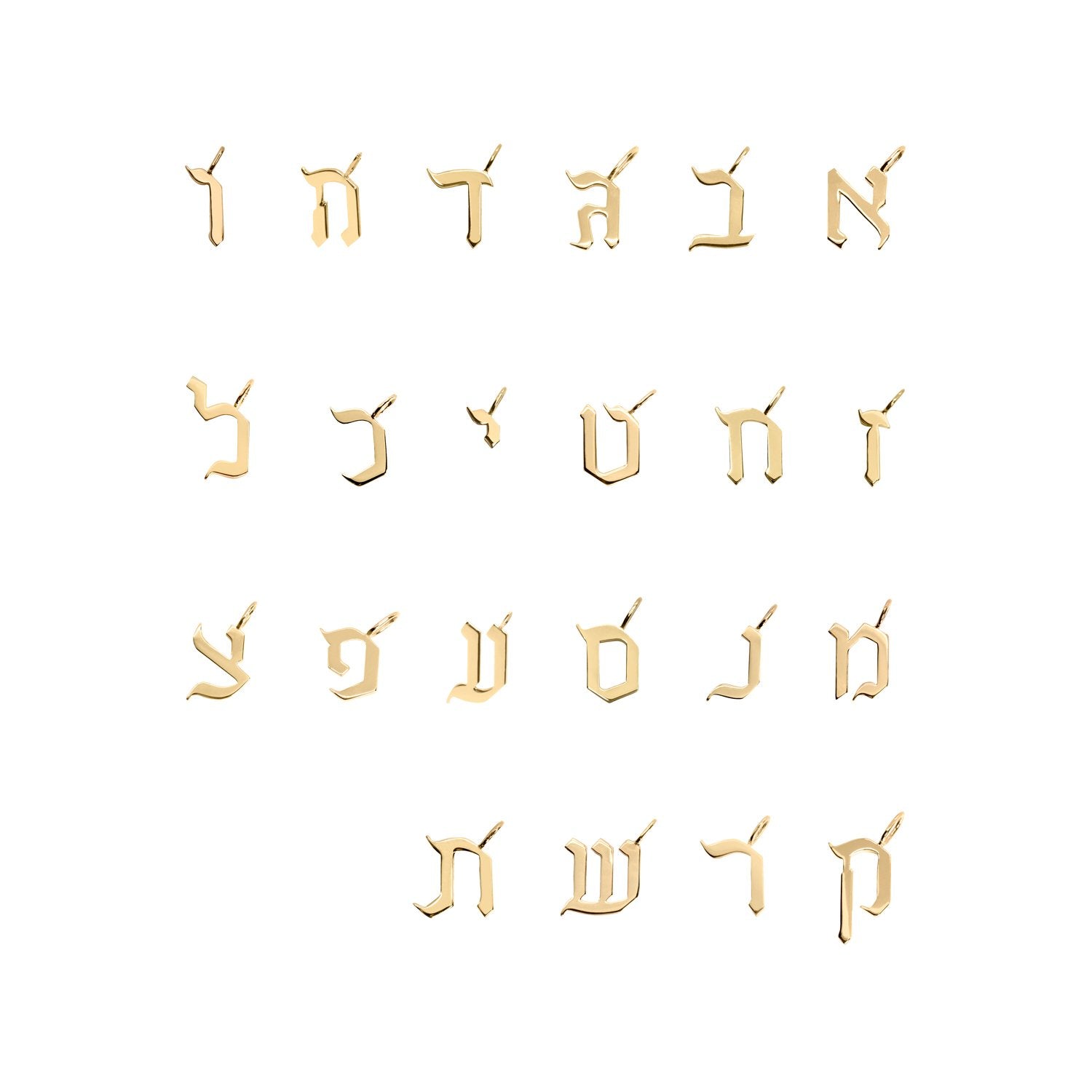 Letter Neclace - Small Aleph-Bet Encrusted Black Diamonds Pendant