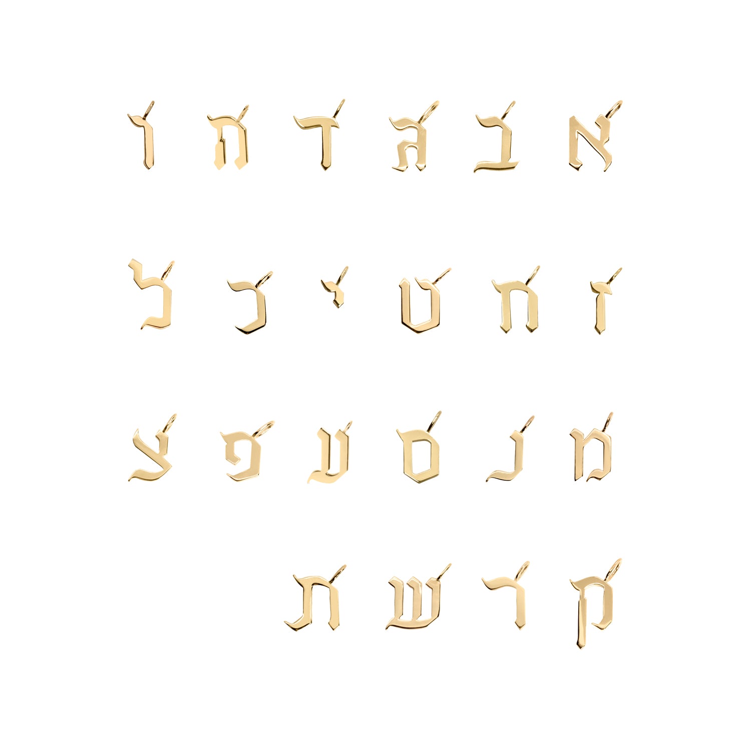 hebrew letters encrusted with black diamonds