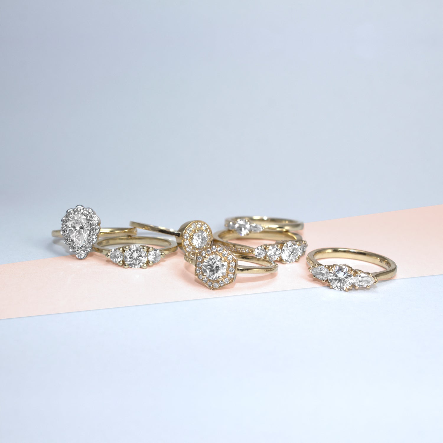 white diamonds halo vintage ring