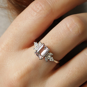 Daphne Ring With Marquise Diamonds and Morganite