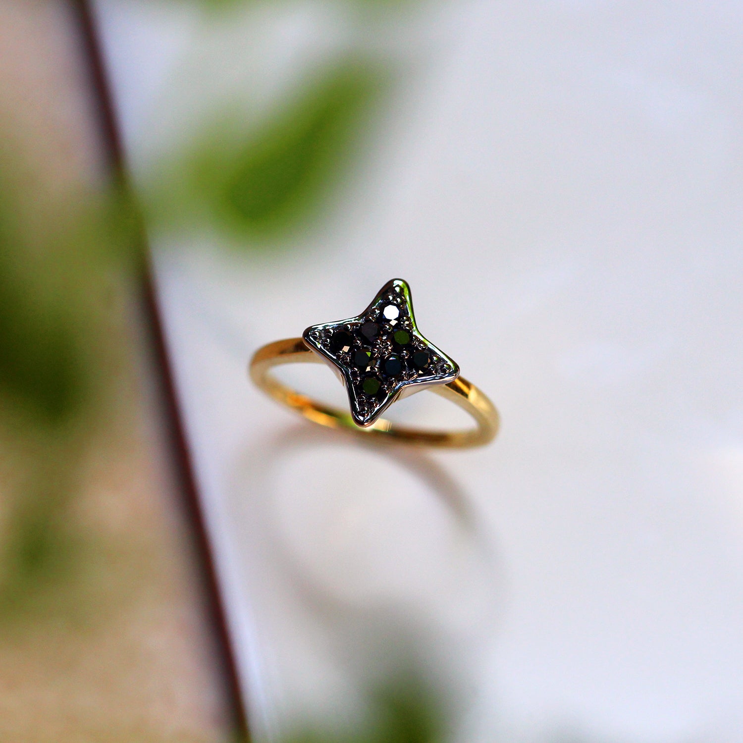 Cassiopeia Gold Ring With Black Diamonds