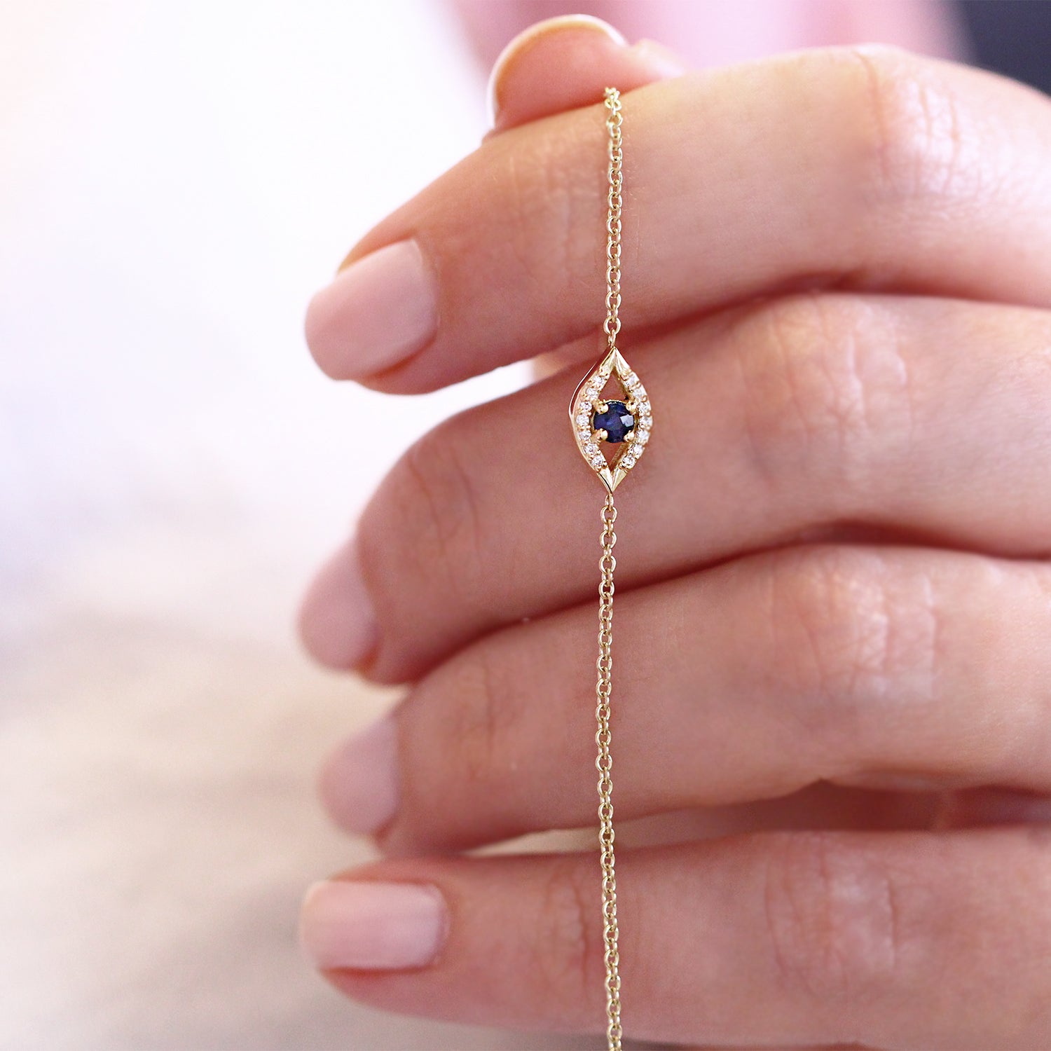 Evil Eye Gold Bracelet Sapphire and Diamonds