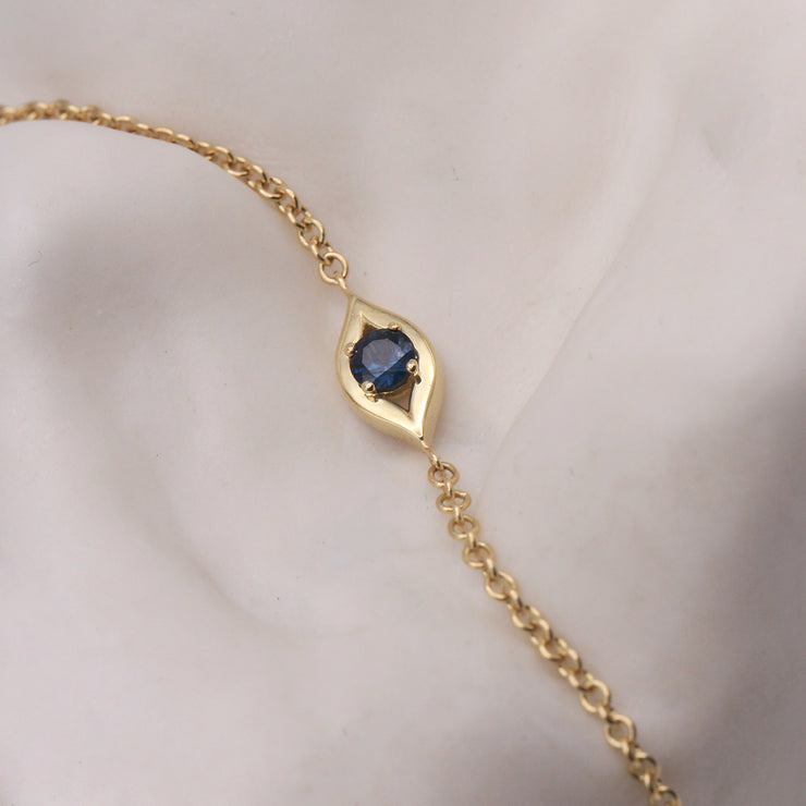 Evil Eye Gold Bracelet Sapphire