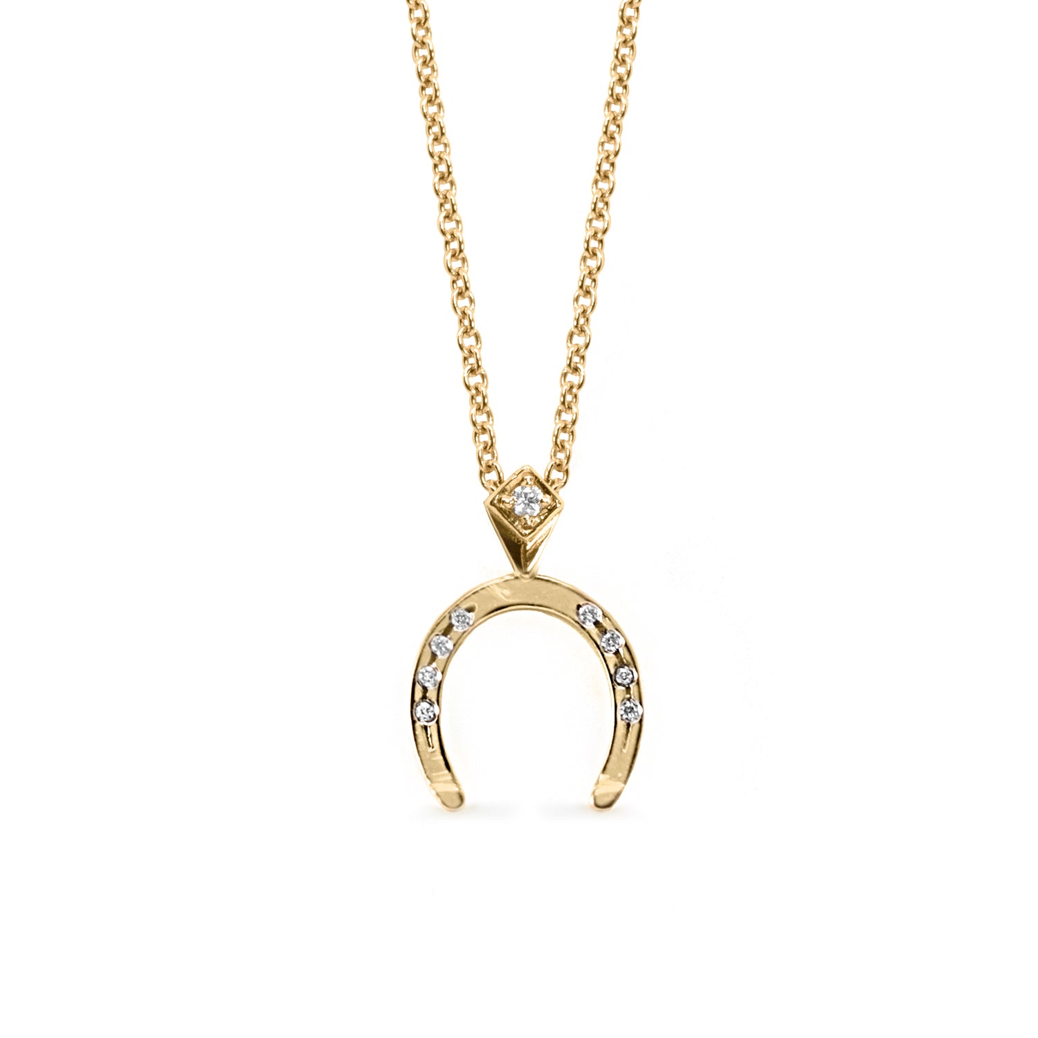horseshoe charm necklace with diamonds