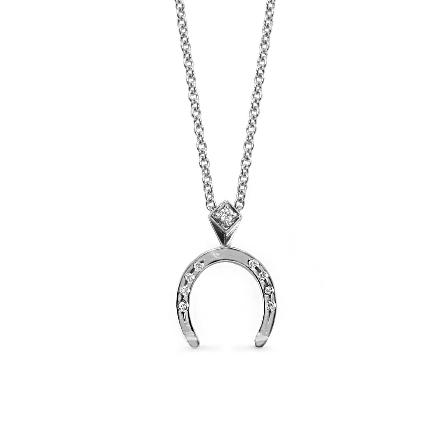 white gold horseshoe pendant