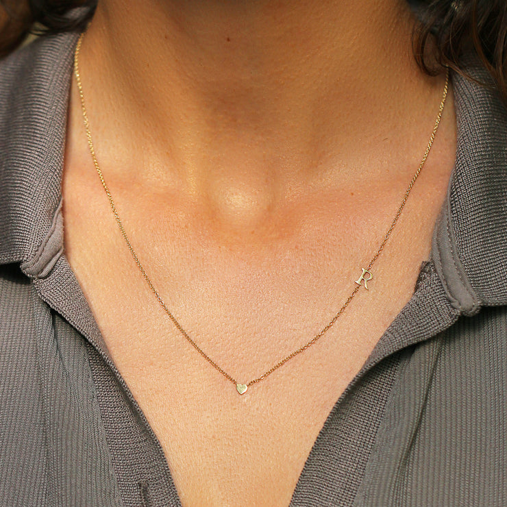 Heart Necklace With A Floating Letter Pendant